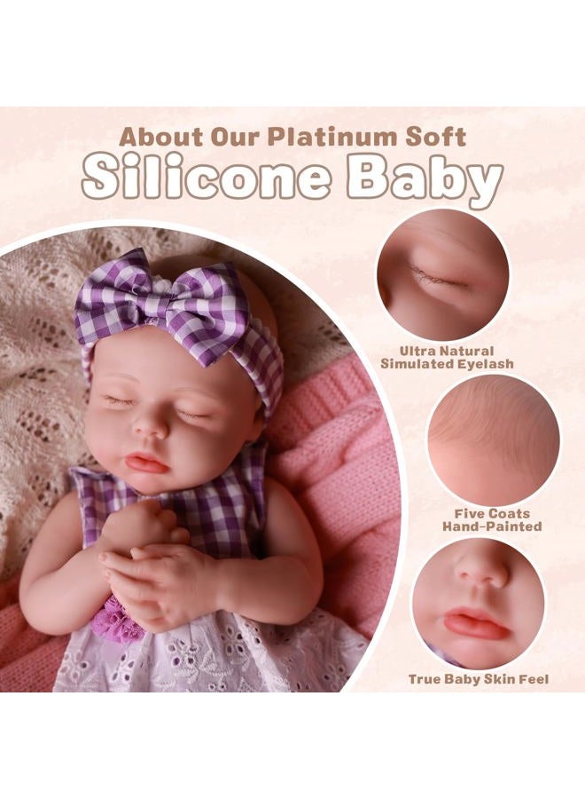 BABESIDE Lifelike Realistic Silicone Baby Doll - Lucy 16 Inch (Weight 4 lb) Reborn Baby Dolls Silicone Full Body with Painted Hair, Perfect Companion for Children, Parents and Collectors - Image 2