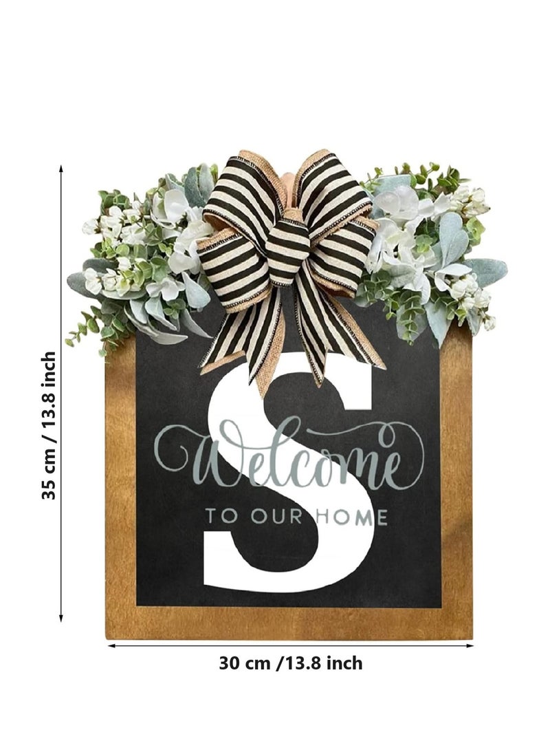 Bluejw Welcome Sign Creative Bowknot Letter Wreath In Front Of The Door Outdoor Decoration Props For The Courtyard 35x40CM - Image 2
