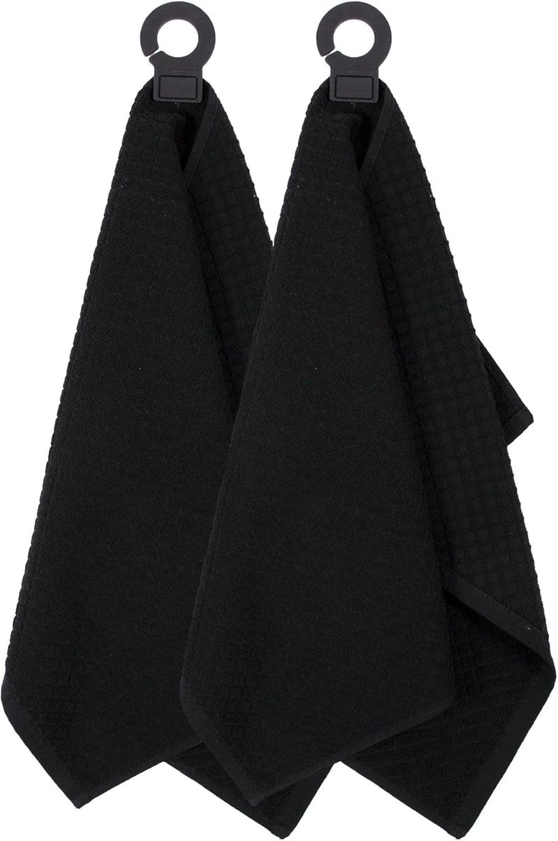 Ritz Premium Hook and Hang Towel, (2-Pack), 18" x 28", Long-Lasting Durable Rubber Hook, Highly Absorbent Super Soft Hand Cloths for Kitchen, Bathroom, Laundry Room, Black - Image 1