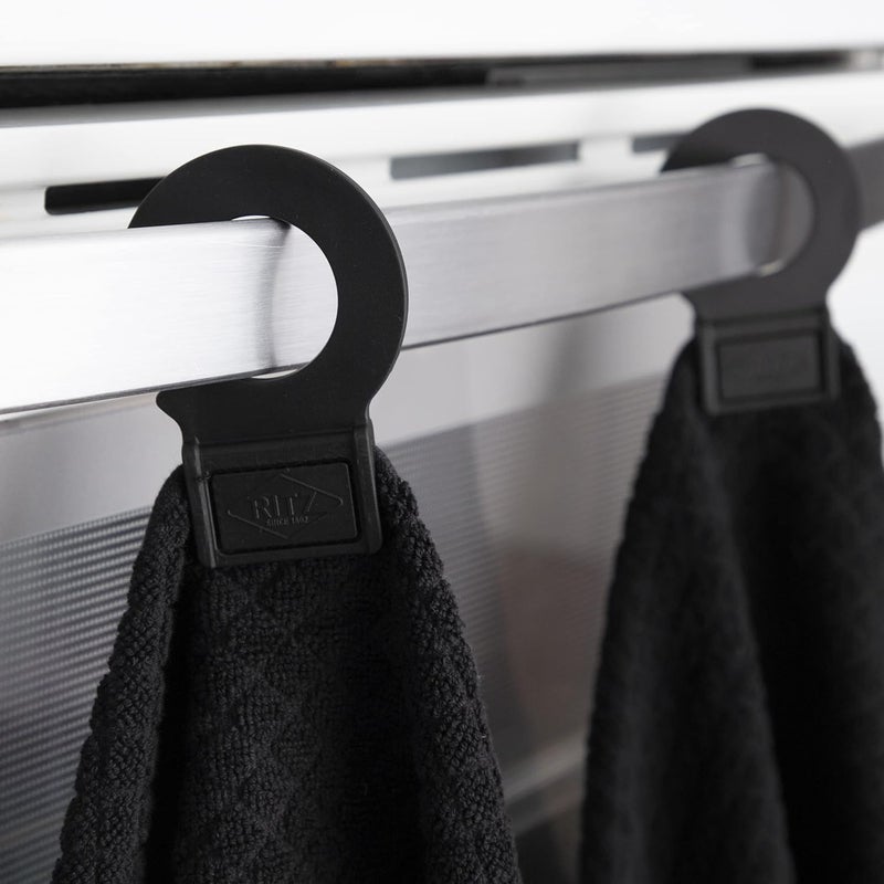 Ritz Premium Hook and Hang Towel, (2-Pack), 18" x 28", Long-Lasting Durable Rubber Hook, Highly Absorbent Super Soft Hand Cloths for Kitchen, Bathroom, Laundry Room, Black - Image 4