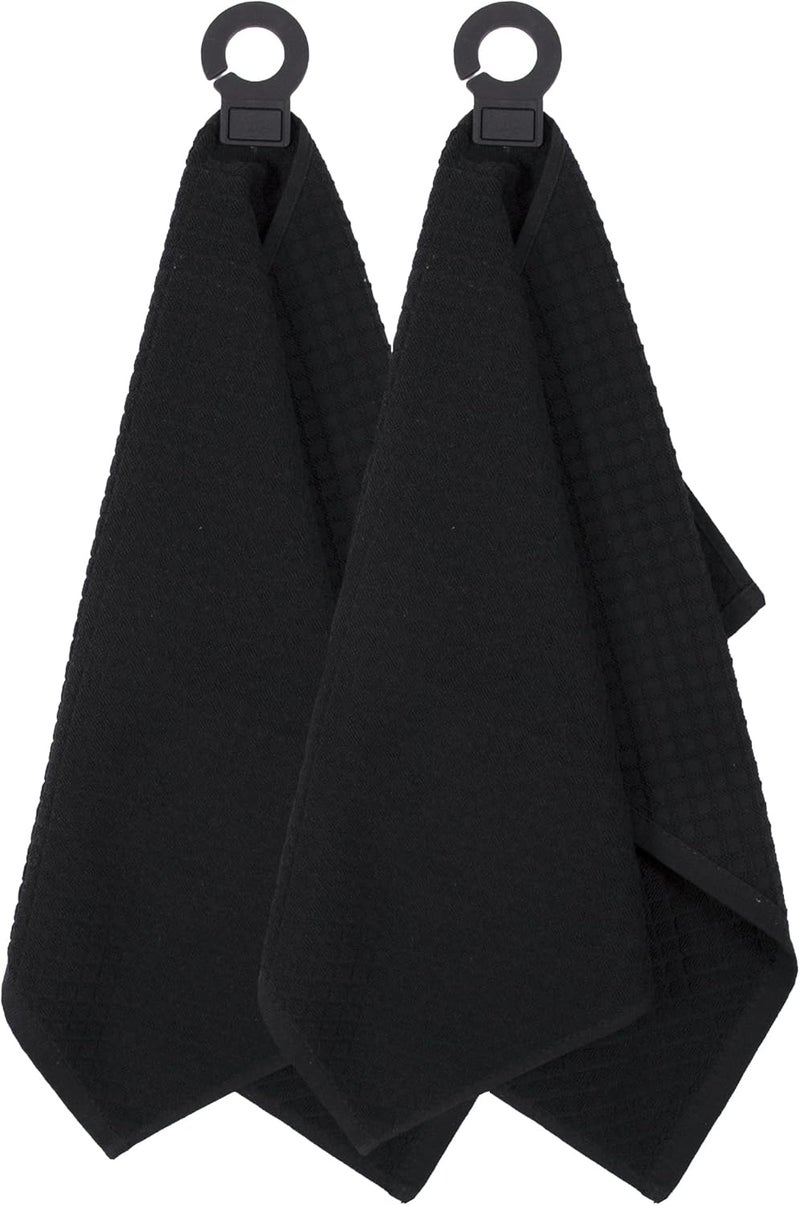 Ritz Premium Hook and Hang Towel, (2-Pack), 18" x 28", Long-Lasting Durable Rubber Hook, Highly Absorbent Super Soft Hand Cloths for Kitchen, Bathroom, Laundry Room, Black - Image 2