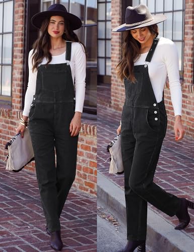 luvamia Flexclusive Women's Casual Adjustable Denim Bib Overalls Jeans Pants Fashion Loose Overall Jumpsuits for Women 2025 Black Size Medium - Image 5