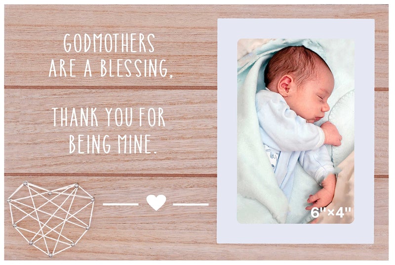 NZY Godmother Gift Mothers Day Gift-Godmother Enderginiation Gift-Godmother هي هدية معمودية نعمة للهدية-هدية عيد الميلاد ، إطار صورة للخطود ، إطار صورة ل 6 ''؟ 4 '' - Image 1