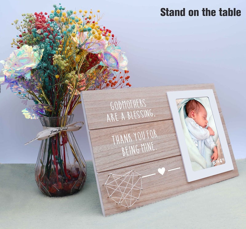 NZY Godmother Gift Mothers Day Gift-Godmother Enderginiation Gift-Godmother هي هدية معمودية نعمة للهدية-هدية عيد الميلاد ، إطار صورة للخطود ، إطار صورة ل 6 ''؟ 4 '' - Image 5