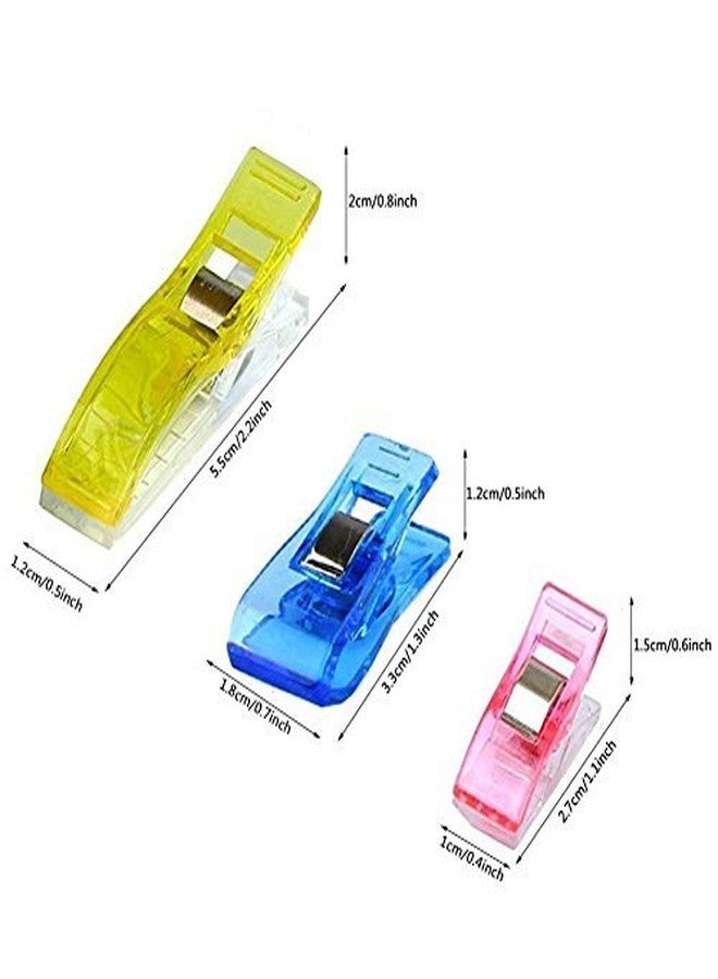 Hamosky Multipurpose Sewing Clips,3 Sizes, 1.06'', 1.38'', 2.2'' Plastic Clips for Sew Binding,Crafts,Paper Work and Hanging Little Things (120PCS (60 Small+30 Medium+30 Large)) - Image 3