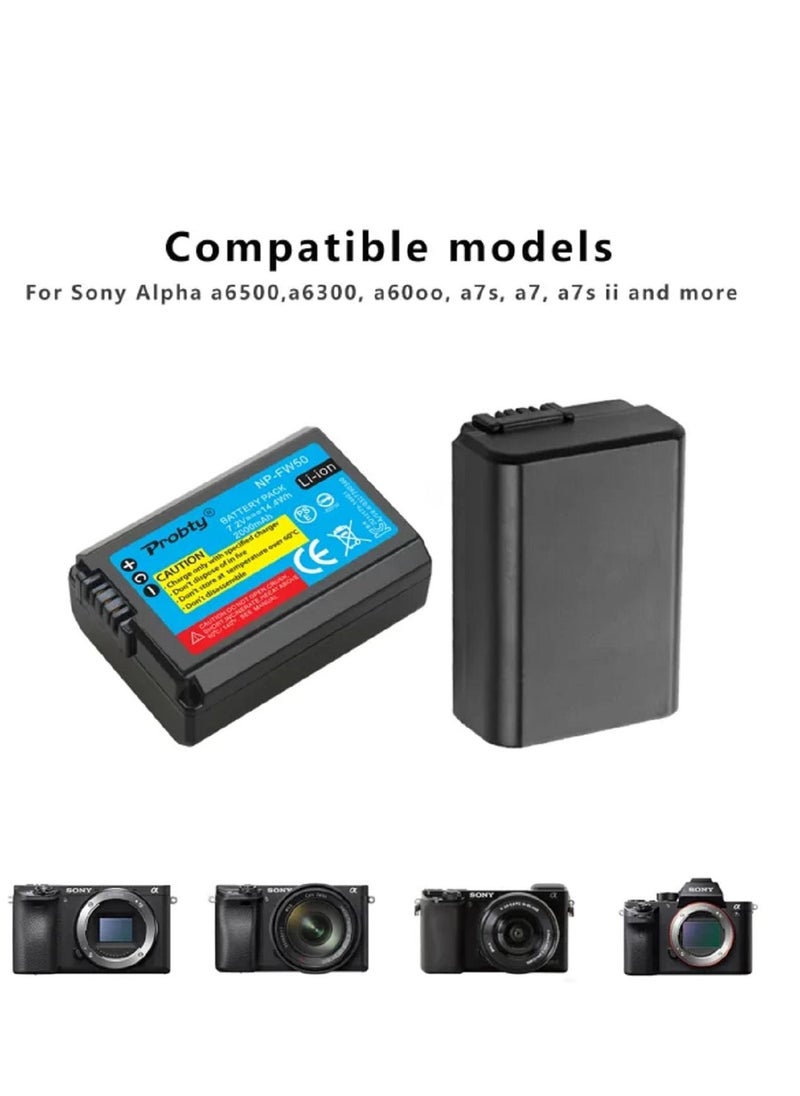 PROBTY NP-FW50 NP FW50 Camera Battery Replacement with Charging Case For Alpha A6000 A6500 A6300 A6400 A7 A7II A7RII A7SII A7S A7S2 A7R Camera