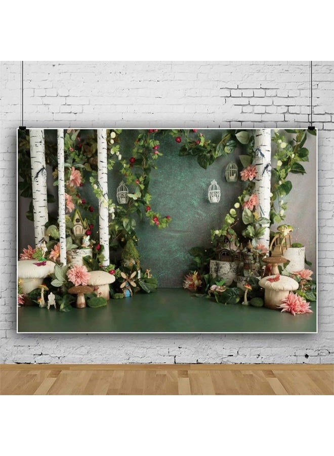 shensu Vinyl 7x5ft Flower House Backdrops for Photography Indoor Decor Pink Flowers Green Leaves White Pillars Wedding Photo Background Party Decoration Girls Adult Portrait Photoshoot Studio Props - Image 4