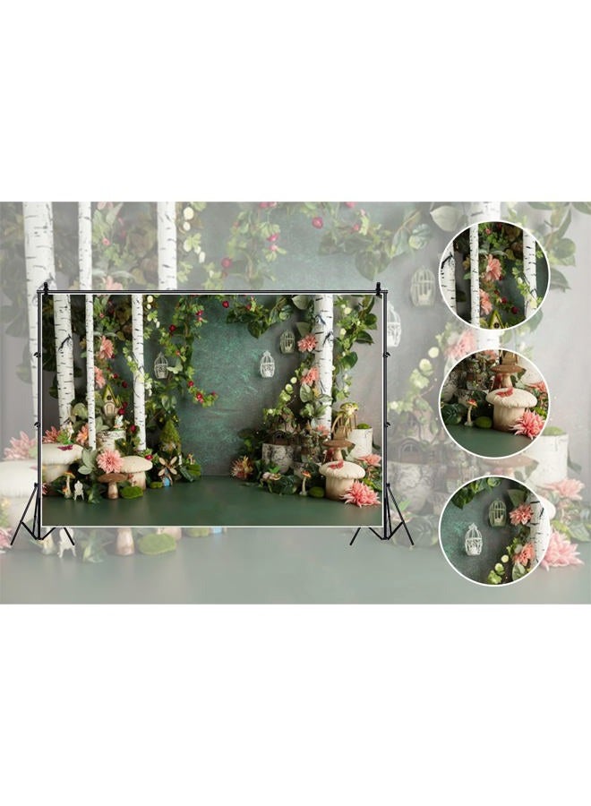 shensu Vinyl 7x5ft Flower House Backdrops for Photography Indoor Decor Pink Flowers Green Leaves White Pillars Wedding Photo Background Party Decoration Girls Adult Portrait Photoshoot Studio Props - Image 3