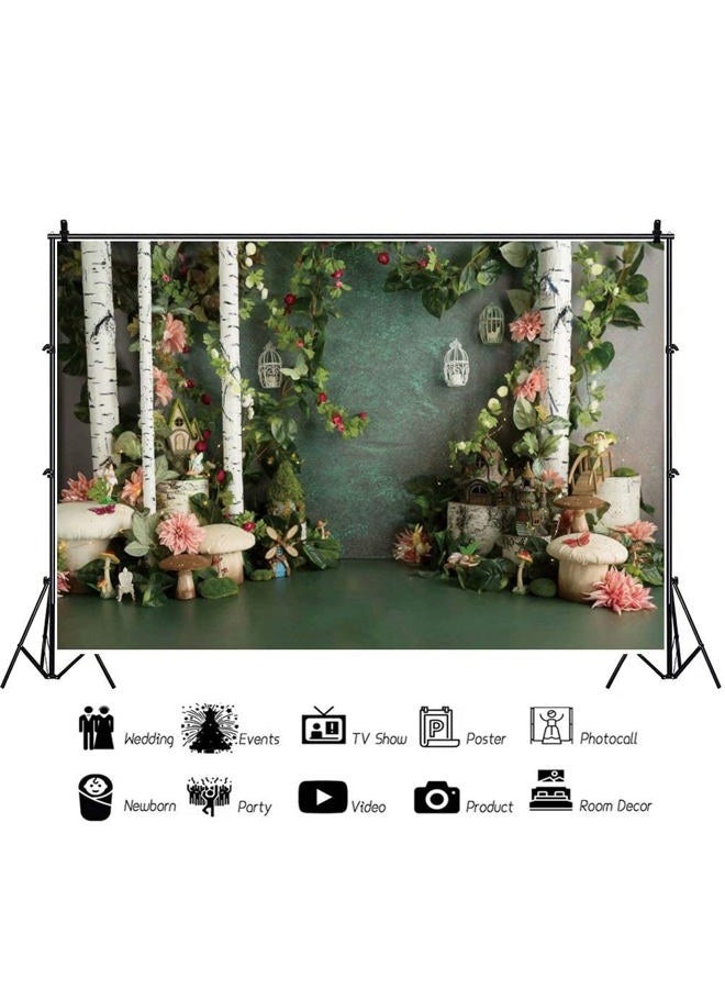 shensu Vinyl 7x5ft Flower House Backdrops for Photography Indoor Decor Pink Flowers Green Leaves White Pillars Wedding Photo Background Party Decoration Girls Adult Portrait Photoshoot Studio Props - Image 2