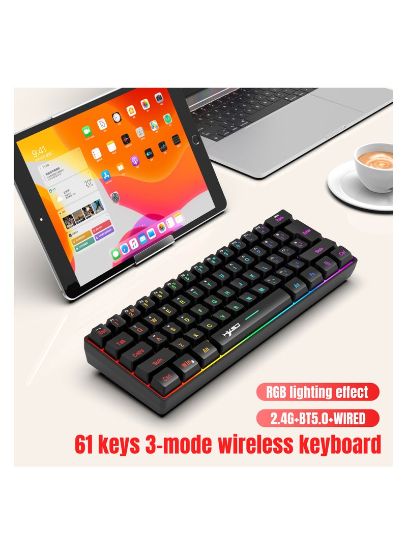 إتش إكس إس جيه لوحة مفاتيح غشائية مدمجة ثلاثية الأوضاع L500 بإضاءة خلفية RGB 2.4G بلوتوثلوحة مفاتيح سلكية للألعابأسود - Image 4