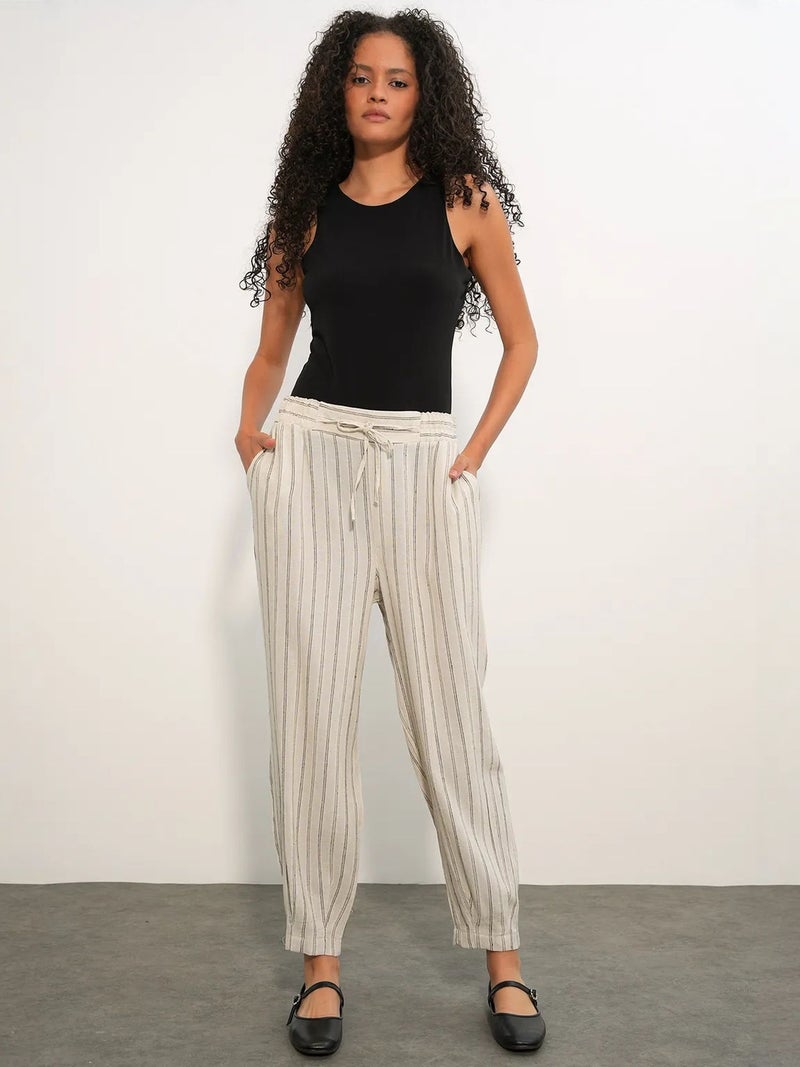 BIG DART BDART Striped Linen-blend Jogger Pants - Image 2