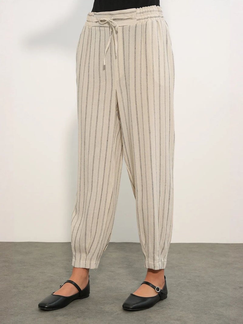BIG DART BDART Striped Linen-blend Jogger Pants - Image 3