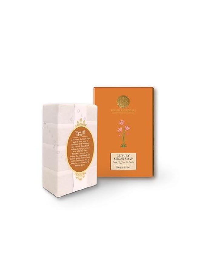 Forest Essentials Lime Saffron & Oudh Soap | Ayurvedic Scented Handmade Bath Soap | Gently Cleanses & Softens Skin | With Natural Oils & Raw Cane Sugar - Image 2