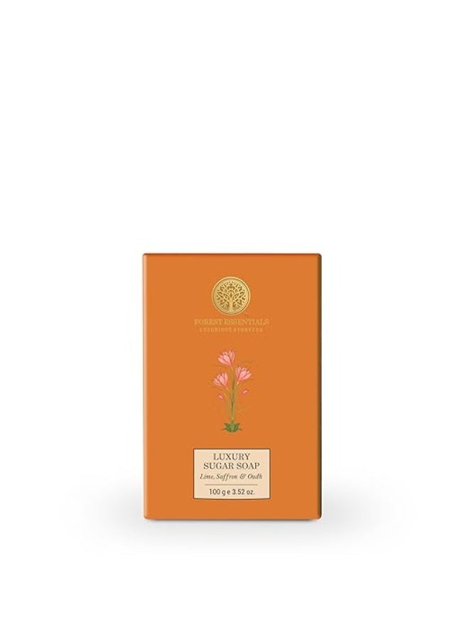 Forest Essentials Lime Saffron & Oudh Soap | Ayurvedic Scented Handmade Bath Soap | Gently Cleanses & Softens Skin | With Natural Oils & Raw Cane Sugar - Image 1