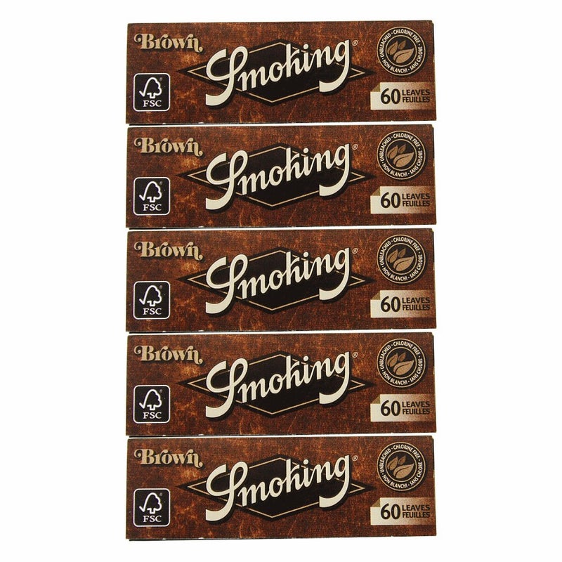 Smoking ورق تدخين بني / غير مبيض بحجم عادي للف السجائر (عبوة من 5 كتيبات) + 2 حامل مخروط مجاني بألوان عشوائية - Image 3