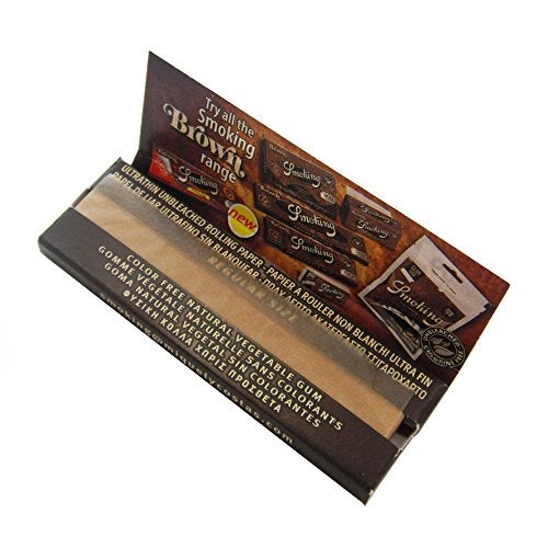Smoking ورق تدخين بني / غير مبيض بحجم عادي للف السجائر (عبوة من 5 كتيبات) + 2 حامل مخروط مجاني بألوان عشوائية - Image 2