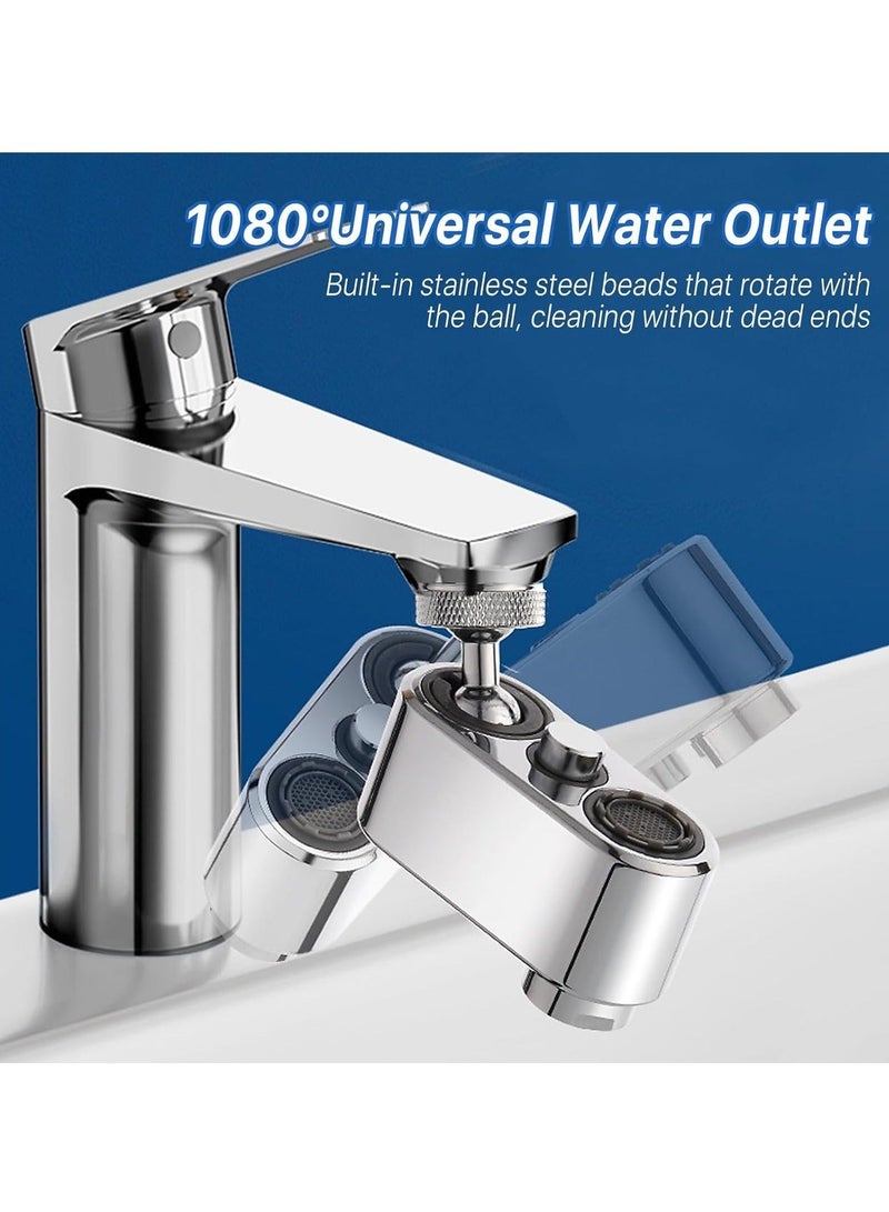 كابتن تيك Swivel Faucet Extender with 2 Water Outlet Modes, 1080° Universal Sink Water Filter Aerator, Rotatable Splash Filter Extension, Replaceable Faucet Aerator for Bathroom, Kitchen - Image 2