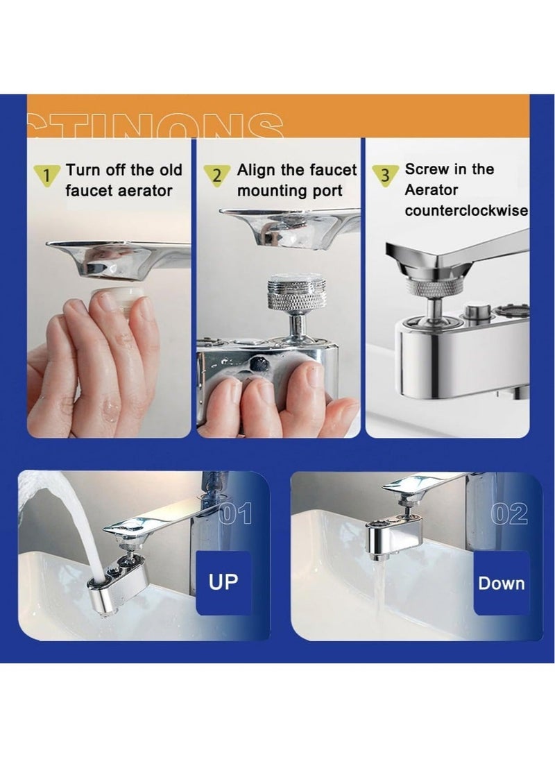 كابتن تيك Swivel Faucet Extender with 2 Water Outlet Modes, 1080° Universal Sink Water Filter Aerator, Rotatable Splash Filter Extension, Replaceable Faucet Aerator for Bathroom, Kitchen - Image 5