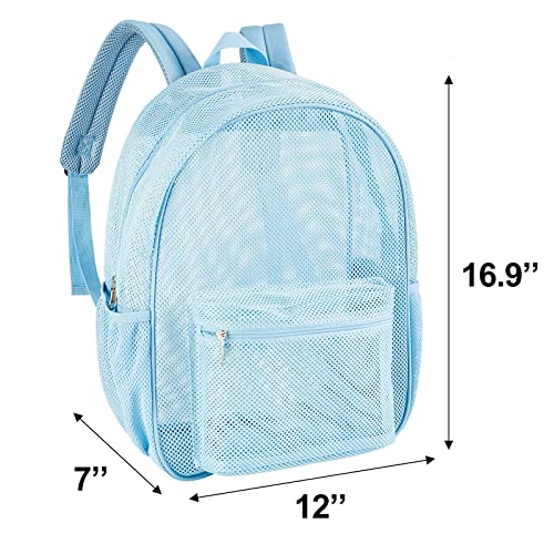 COVAX Heavy Duty Mesh Backpack, See Through College Backpack with Padded Shoulder Straps for Commuting, Swimming, Travel, Beach, Outdoor Sports (Blue) - Image 4