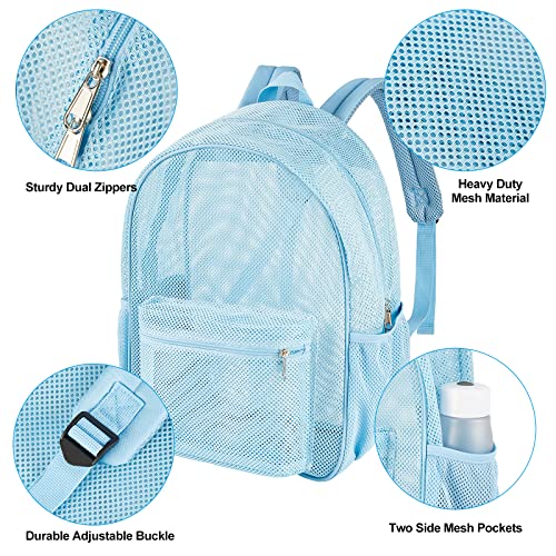 COVAX Heavy Duty Mesh Backpack, See Through College Backpack with Padded Shoulder Straps for Commuting, Swimming, Travel, Beach, Outdoor Sports (Blue) - Image 5