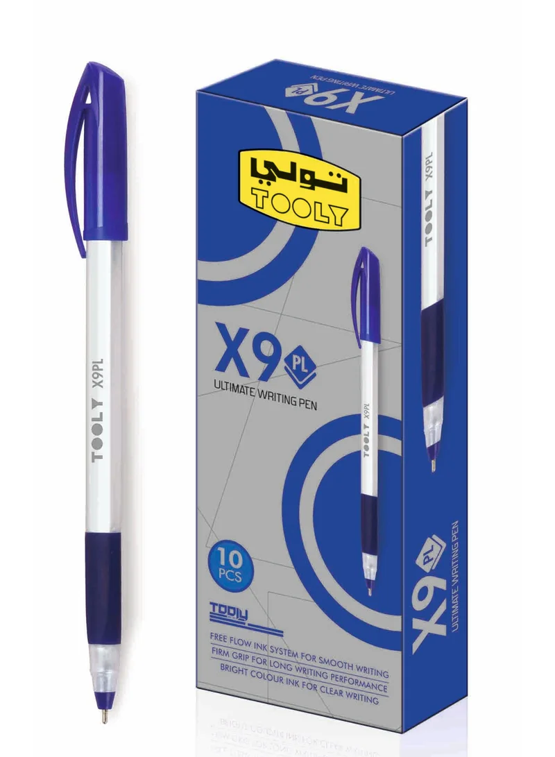 TOOLY Ultimate Writing Pens – 10 Pcs | Smooth & Consistent Ink Flow | Comfortable Grip | Fine Tip (0.7MM) Ballpoint Pens (Blue Ink)