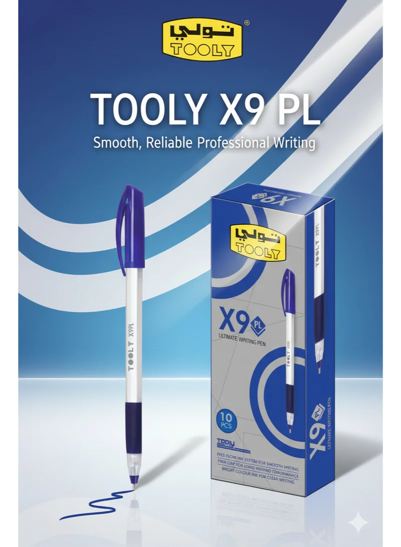 TOOLY Ultimate Writing Pens – 10 Pcs | Smooth & Consistent Ink Flow | Comfortable Grip | Fine Tip (0.7MM) Ballpoint Pens (Blue Ink)