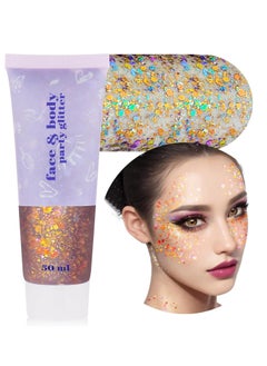 MEICOLY MEICOLY Chameleon Colorful Body Glitter,Chunky Glitter Face Paint,Color Changing Mermaid Face Glitter Gel,Holographic Glitter Sequin for Face Body Hair,Halloween Festival Party Glitter Makeup,50ml  - Image 1