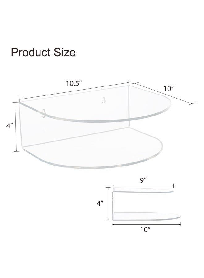 HMYHUM Acrylic Floating Nightstand Set of 2, Wall Mounted Bedside Table for Bedroom, Hanging, 8 lbs Load, 10.5" L x 10 "W x 4" H, Clear - Image 2