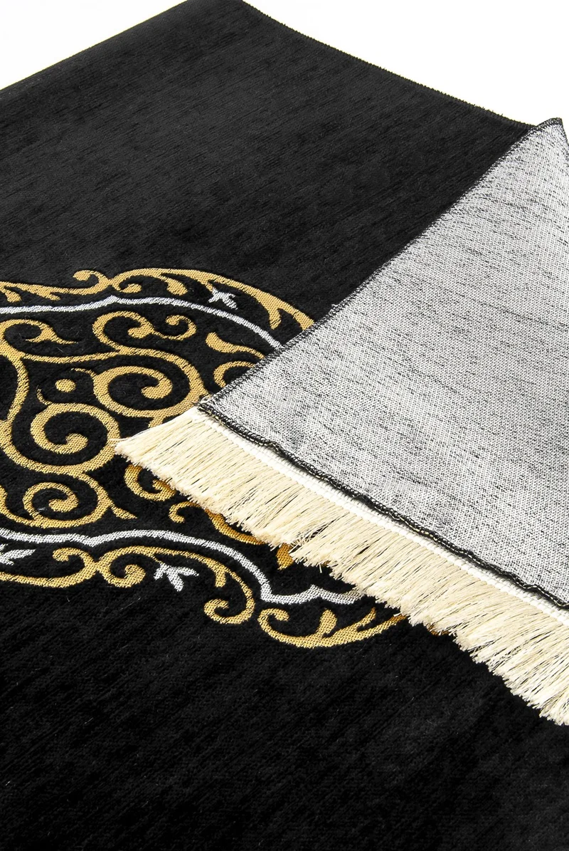 ايهفان اونلاين Kaaba Patterned Ultra Plus Black Chenille Prayer Rug 3