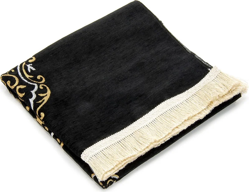 ايهفان اونلاين Kaaba Patterned Ultra Plus Black Chenille Prayer Rug 3
