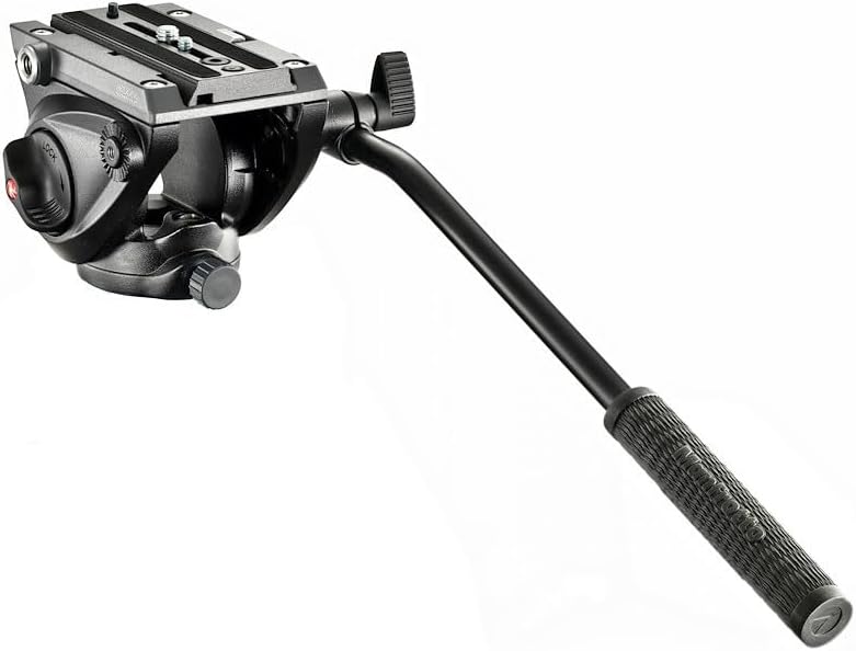 مانفروتو منصة فيديو خفيفة من Manfrotto MVH500AH مزودة بقاعدة مسطحة ولوح منزلق للاتصال السريع بالكاميرا، تدعم استخدام أكثر من حامل كاميرا - Image 1