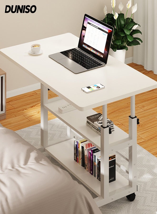 DUNISO Bedroom Side Table，Household Portable Lifting Computer Table，Bedside Table with Roller，Movable，Adjustable Height，for Small Spaces in Living Room, Bedroom - Image 1