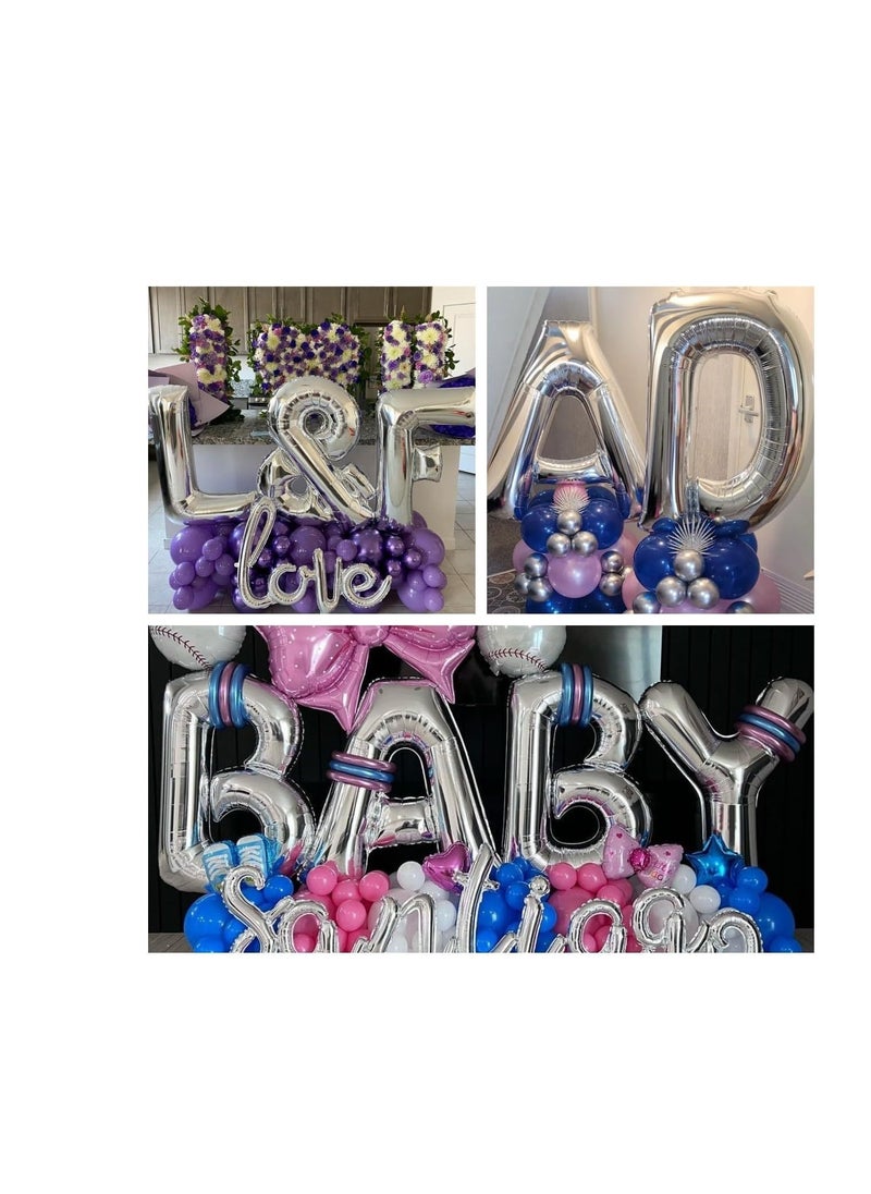 Party with Emma Silver Letter A to Z Balloons 32 inch Large Alphabet Balloons Silver Helium Foil Letter Balloon Banner for Birthday Party Anniversary Wedding Decoration (Silver-J)  - Image 5