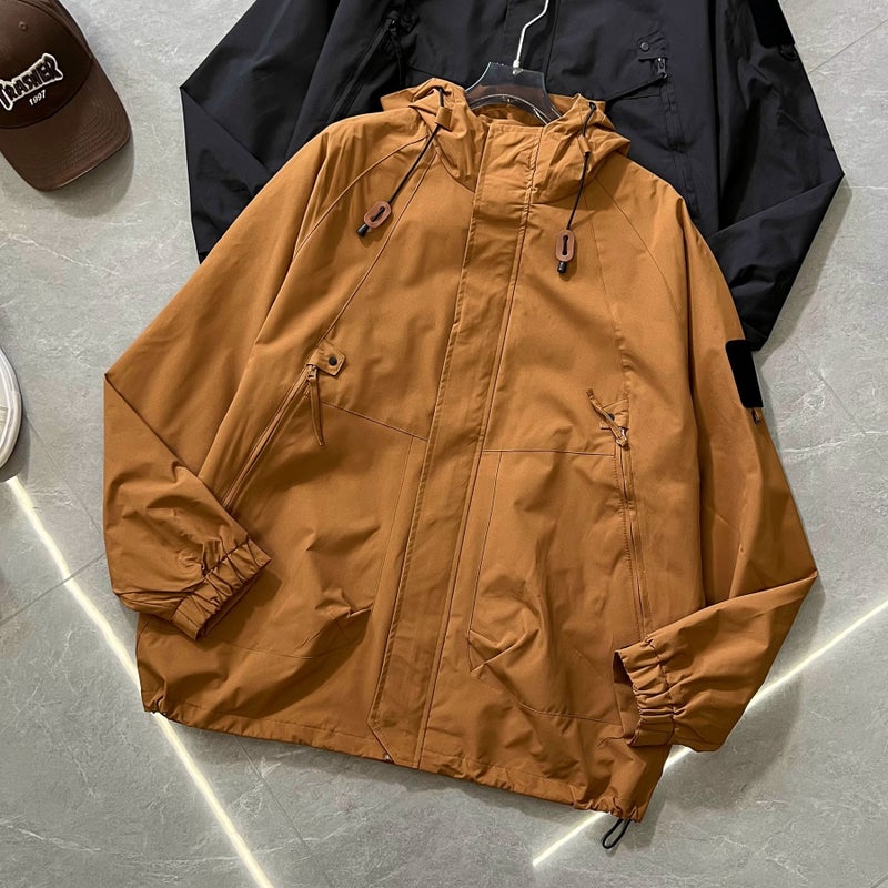 Mens 2024 Spring New American Style Trendy Brand Loose Work Jacket Spring and Autumn Outdoor Boys Couple Jacket Caramel color