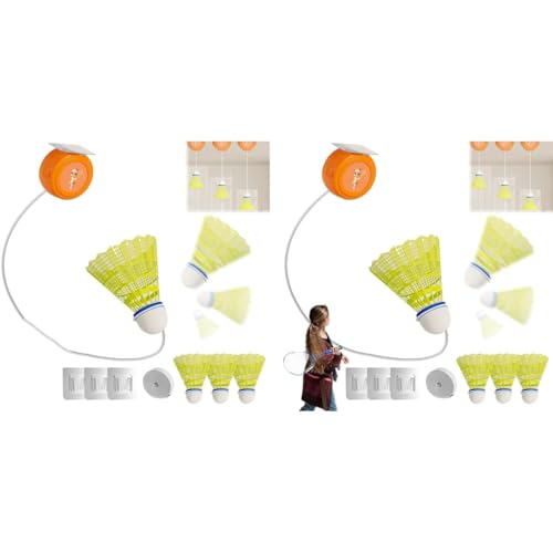 Optifit® Badminton Rebound Trainer Toy, Hanging Badminton Trainer with String, Badminton Racket Swing Trainer, Bouncing Back Self-Playing Line Trainer for Kids - Image 1