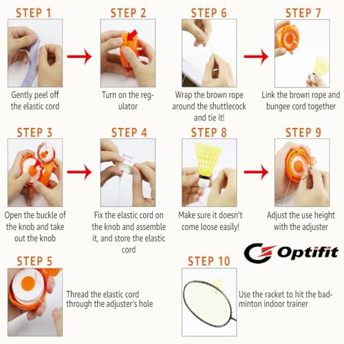 Optifit® Badminton Rebound Trainer Toy, Hanging Badminton Trainer with String, Badminton Racket Swing Trainer, Bouncing Back Self-Playing Line Trainer for Kids - Image 3