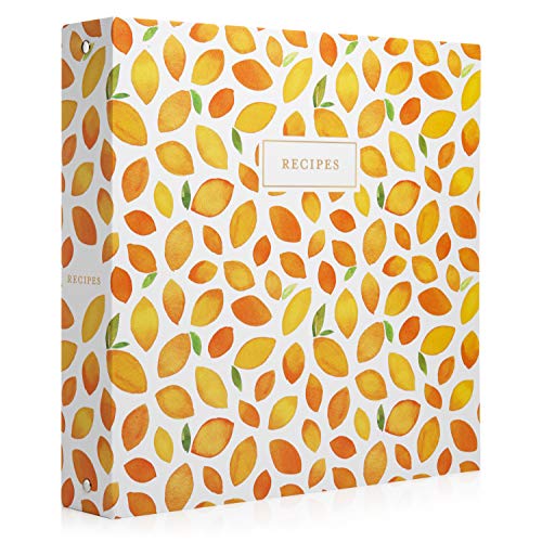Jot  Mark Jot & Mark 8.5" x 11" Sturdy 3 Ring Recipe Binder with Spill-Proof Clear Binder Sleeves Sheet Protector, 30 Dual-Sided Recipe Card Pages for Written & Printed Recipes, Tabbed Dividers, Lemon Twist - Image 1
