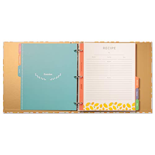 Jot  Mark Jot & Mark 8.5" x 11" Sturdy 3 Ring Recipe Binder with Spill-Proof Clear Binder Sleeves Sheet Protector, 30 Dual-Sided Recipe Card Pages for Written & Printed Recipes, Tabbed Dividers, Lemon Twist - Image 5