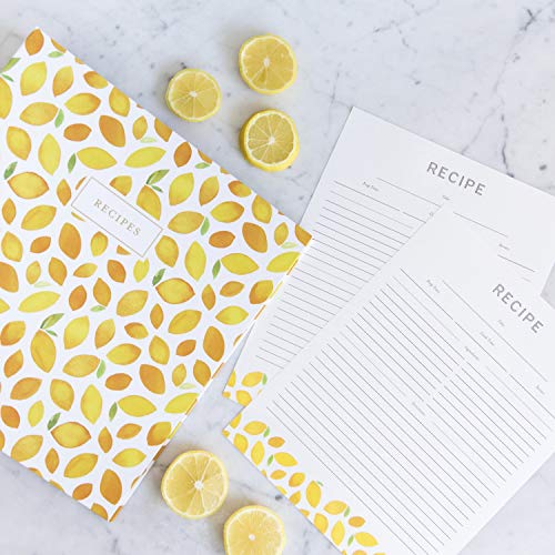 Jot  Mark Jot & Mark 8.5" x 11" Sturdy 3 Ring Recipe Binder with Spill-Proof Clear Binder Sleeves Sheet Protector, 30 Dual-Sided Recipe Card Pages for Written & Printed Recipes, Tabbed Dividers, Lemon Twist - Image 3