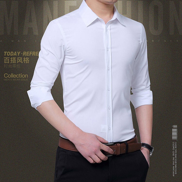 White Shirt Men'S Long-Sleeved Non-Ironing Slim-Fit Anti-Wrinkle Business Work Clothes Autumn Professional Dress Men'S Shirt - Image 4