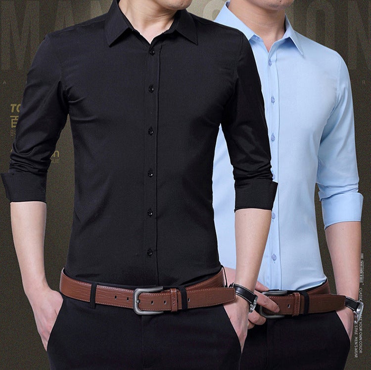 White Shirt Men'S Long-Sleeved Non-Ironing Slim-Fit Anti-Wrinkle Business Work Clothes Autumn Professional Dress Men'S Shirt - Image 2