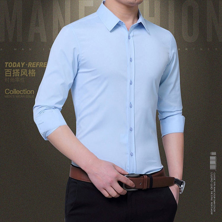 White Shirt Men'S Long-Sleeved Non-Ironing Slim-Fit Anti-Wrinkle Business Work Clothes Autumn Professional Dress Men'S Shirt - Image 3
