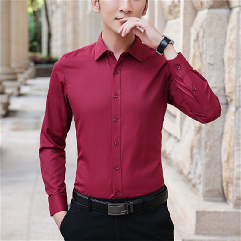 White Shirt Men'S Long-Sleeved Non-Ironing Slim-Fit Anti-Wrinkle Business Work Clothes Autumn Professional Dress Men'S Shirt - Image 1