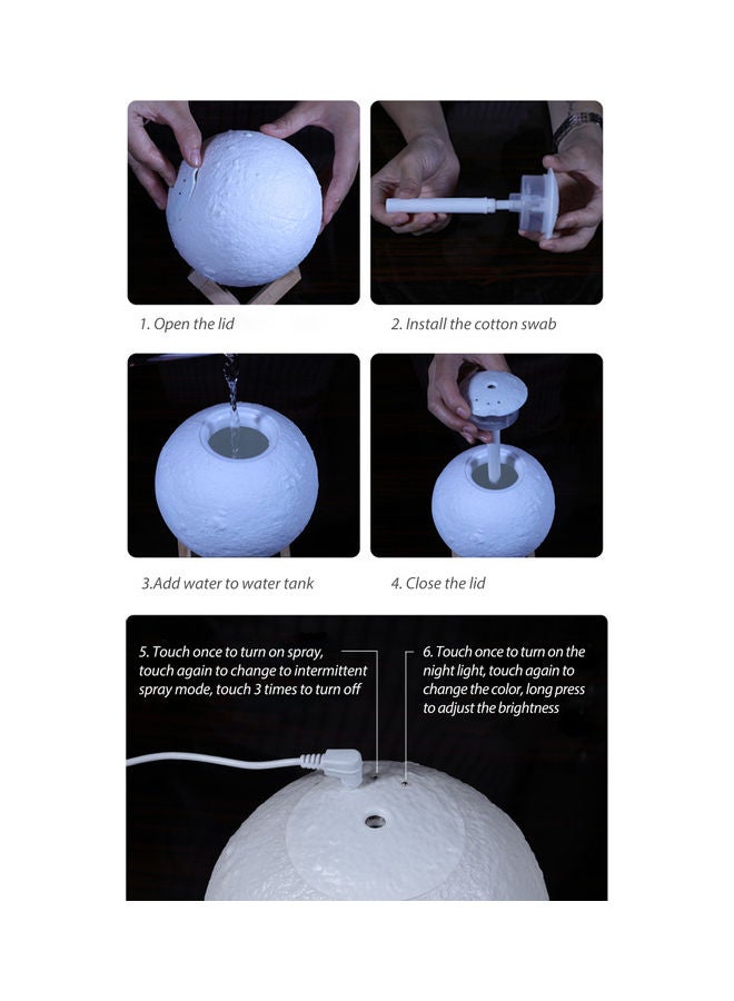 NIBEMINENT Moon Shaped Mist Humidifier White/Brown - Image 5