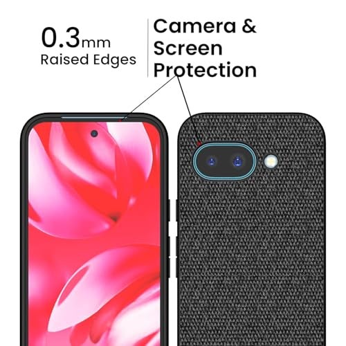 Kapa Soft Fabric & Leather Hybrid Protective Back Cover for Google Pixel 9A | Shockproof Slim Hard Anti Slip Back Case (Black,Brown) - Image 4