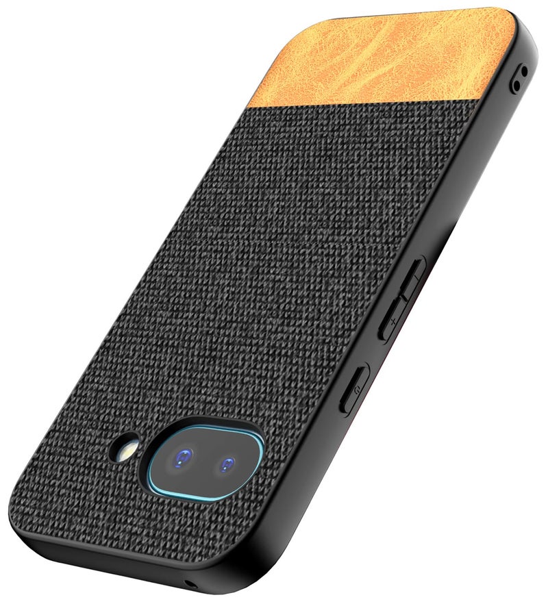 Kapa Soft Fabric & Leather Hybrid Protective Back Cover for Google Pixel 9A | Shockproof Slim Hard Anti Slip Back Case (Black,Brown) - Image 1
