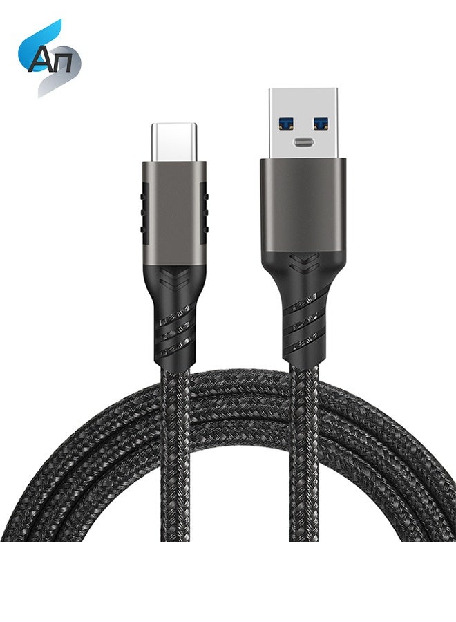 ان 60W كابل من نوع C، USB-C إلى USB-A كابل، نقل البيانات عالية السرعة، USB نوع C كابل شحن لآيفون 16، 15، سامسونج جالاكسي S24، S23، 1.5 متر لونغ -أسود - Image 1