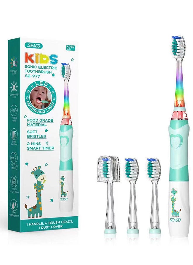 Seago - Kids Electric Toothbrushes Sonic Toothbrush, Soft Battery Powered Tooth Brush With Smart Timer,Waterproof Replaceable Deep Clean For Kids(Age of 3+)，Travel Toothbrush - Image 1
