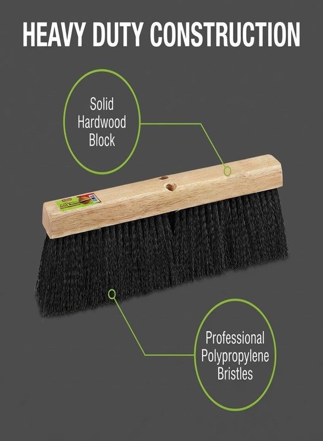 Unvert Black Indoor Push Broom Head – Heavy Duty Hardwood Block – Polypropylene Bristles – Deck Scrub Brush – Two Threaded Handle Holes for Better Assist (12") - Image 2