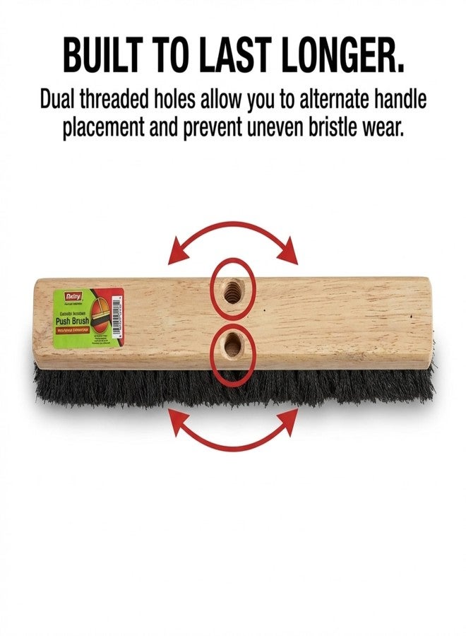 Unvert Black Indoor Push Broom Head – Heavy Duty Hardwood Block – Polypropylene Bristles – Deck Scrub Brush – Two Threaded Handle Holes for Better Assist (12") - Image 4